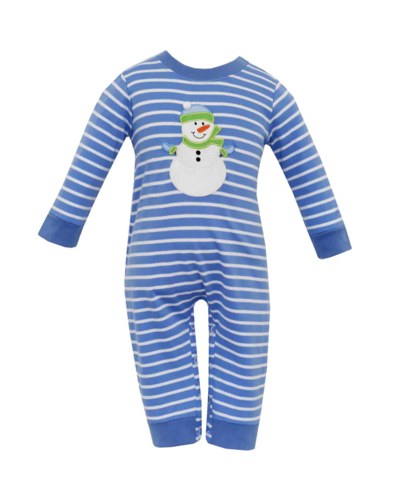 Blue Stripe Snowman Romper