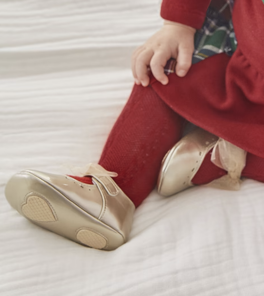 Gold Bow Mary Jane Flats