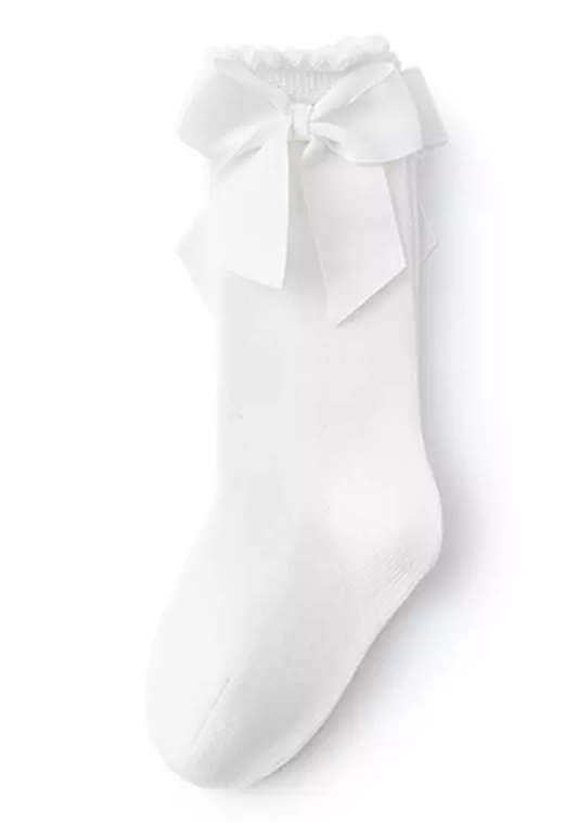 Happy White Bow Sock