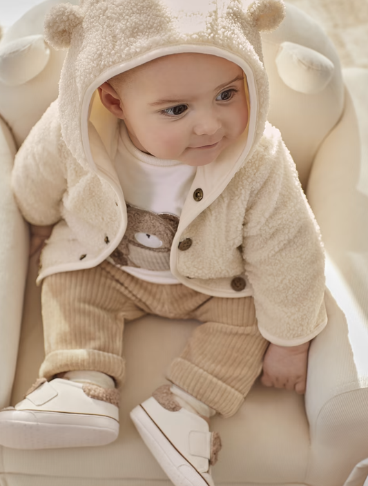 Cream Newborn Faux Wool Coat