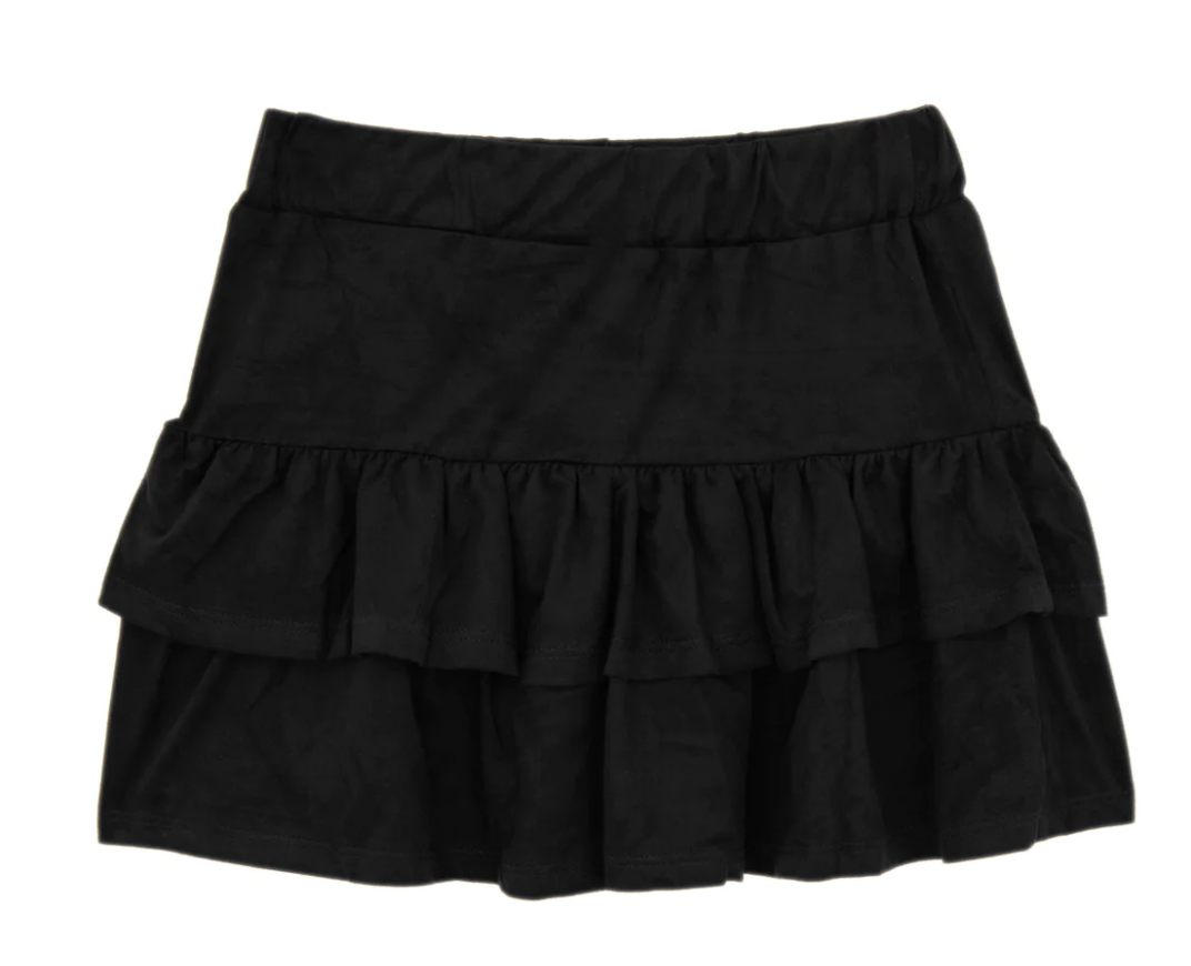 Black Suede Tiered Skirt