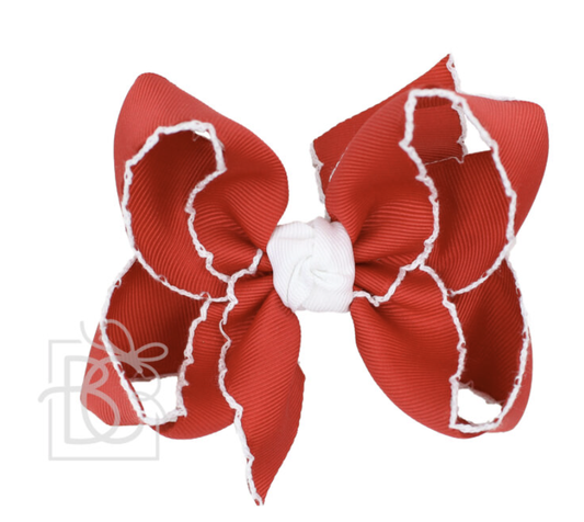 4.5" Red & White Crochet Bow