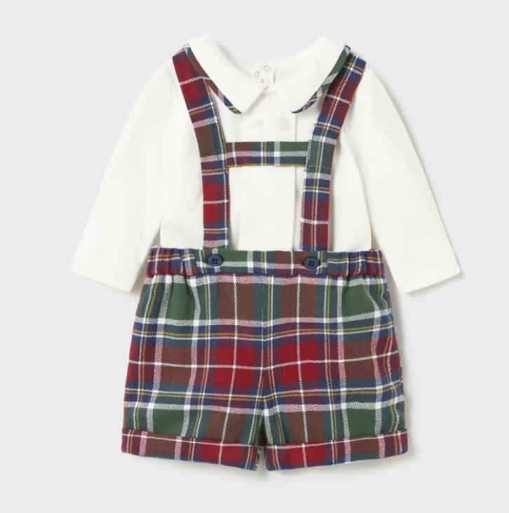 Plaid Suspenders 2-piece Set
