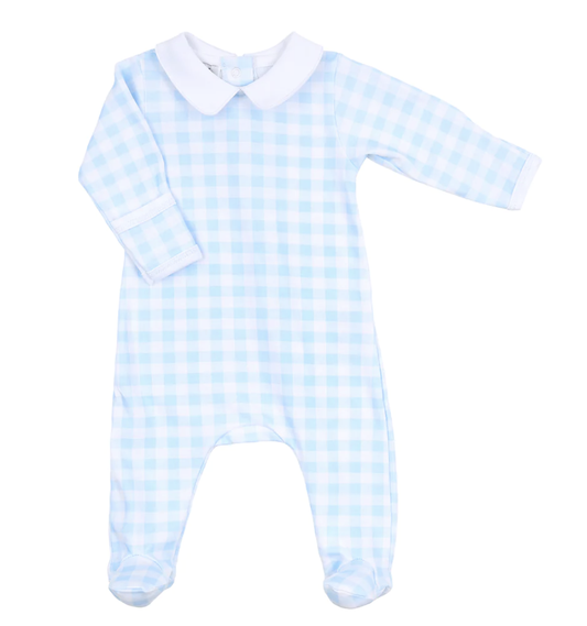 Baby Checks Blue Collared Footie