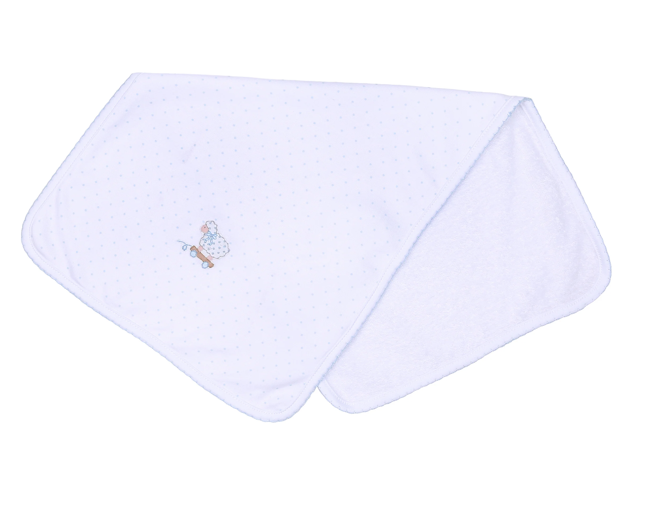 Darling Lambs Emb Blue Burp Cloth