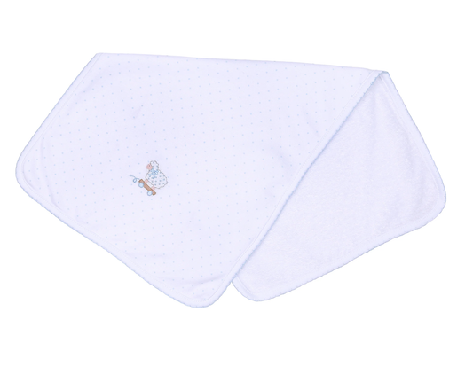 Darling Lambs Emb Blue Burp Cloth