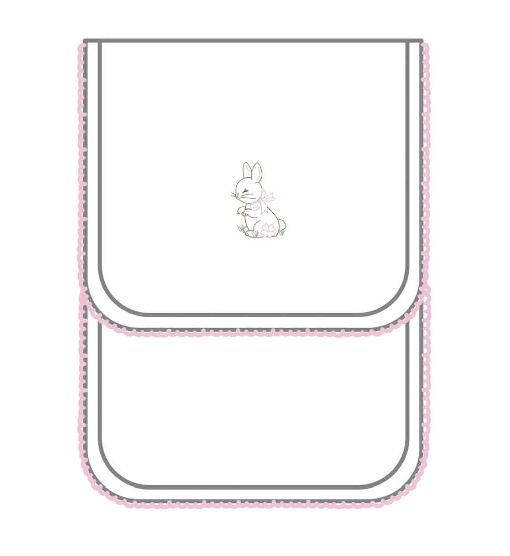 Vintage Bunny Emb Burp Cloth Pink