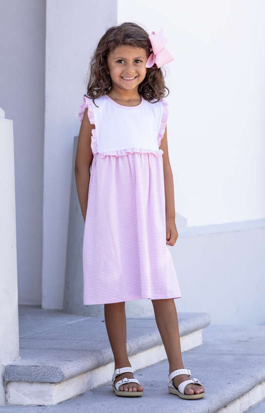 TSK Alice Dress- Light Pink Stripe