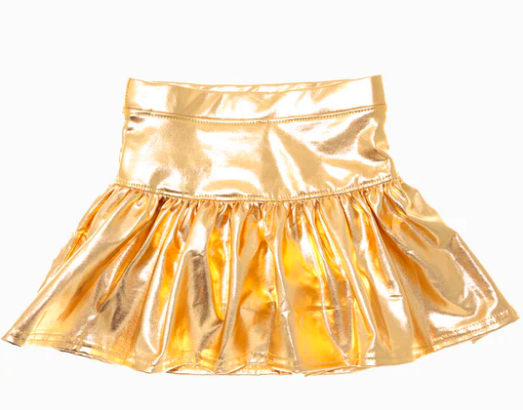 Slick Metallic Gathered Skort in Gold