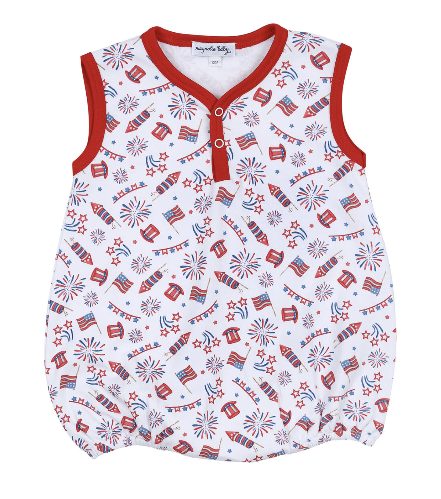 Red, White and Blue! Red Printed Front Snap Sleeveless Bubble