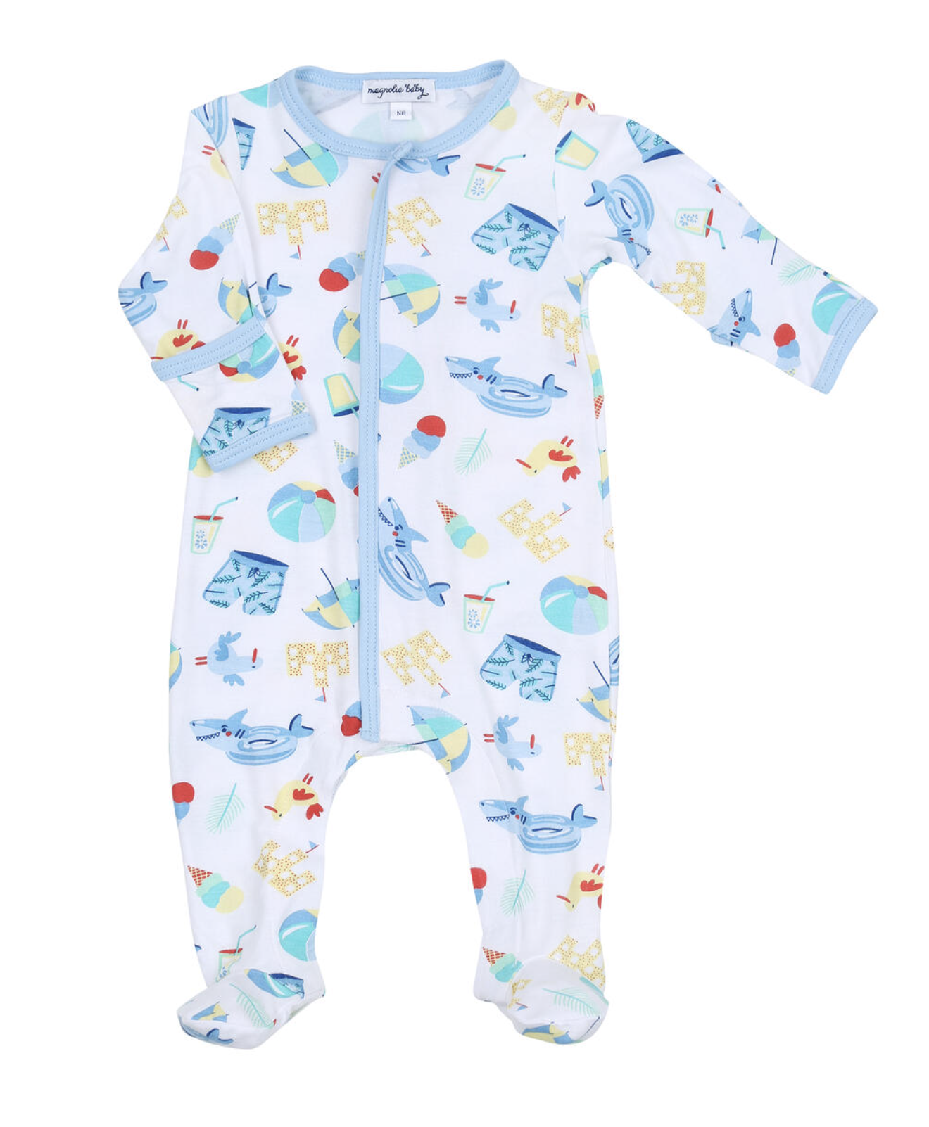 Beach Party Blue Printed Footie