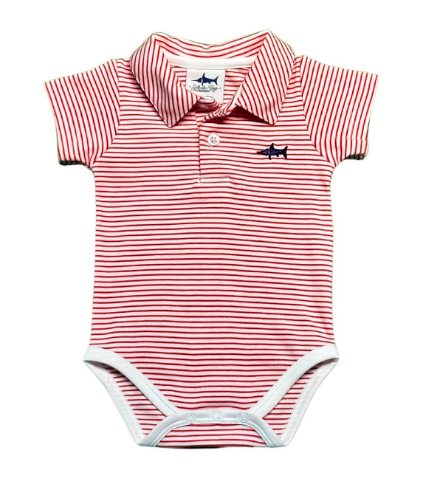 SWB Signature Polo Onesie Red Stripe