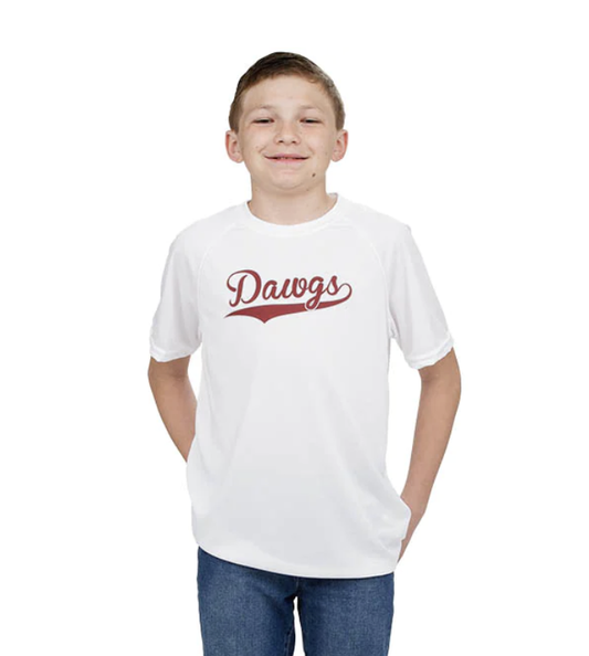 Dawgs White DriFit Baseball Tee