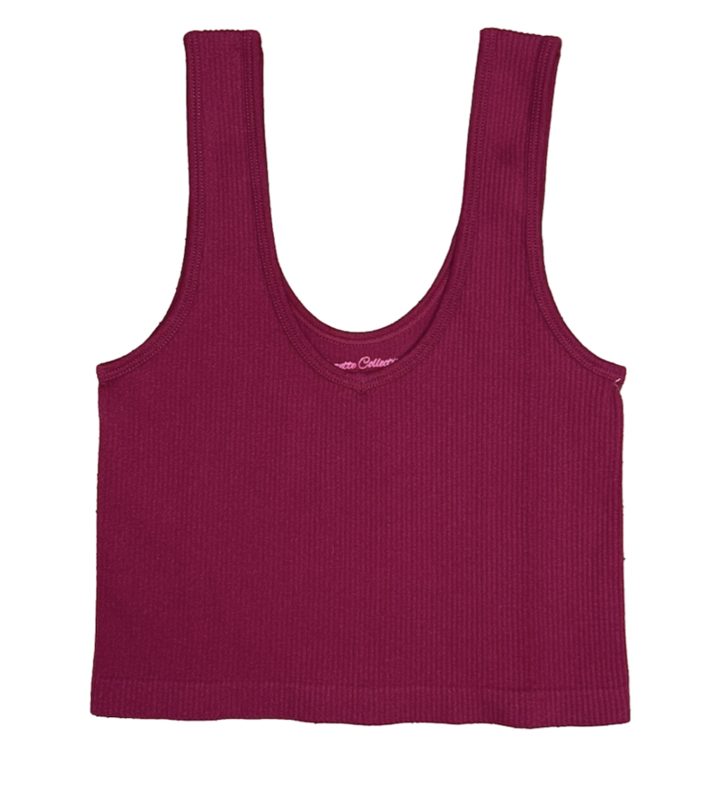 Raspberry Ribbed Cropped Tank-OS(7/14)