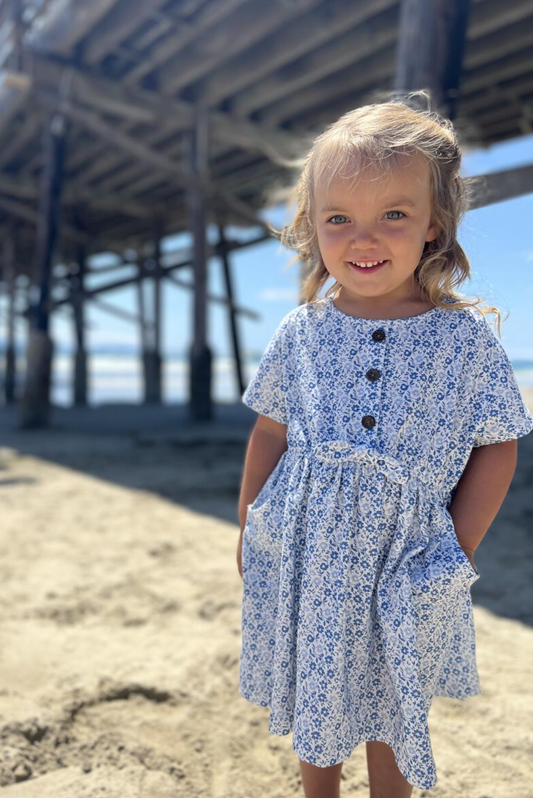 Daisy Dress in Blue Ditsy Floral