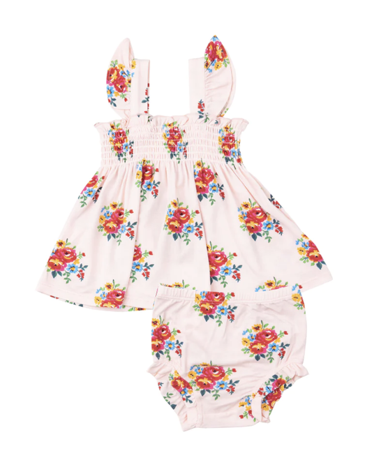 Angel Dear Pretty Bouquets Ruffle Strap Smocked Top & Diaper Cover