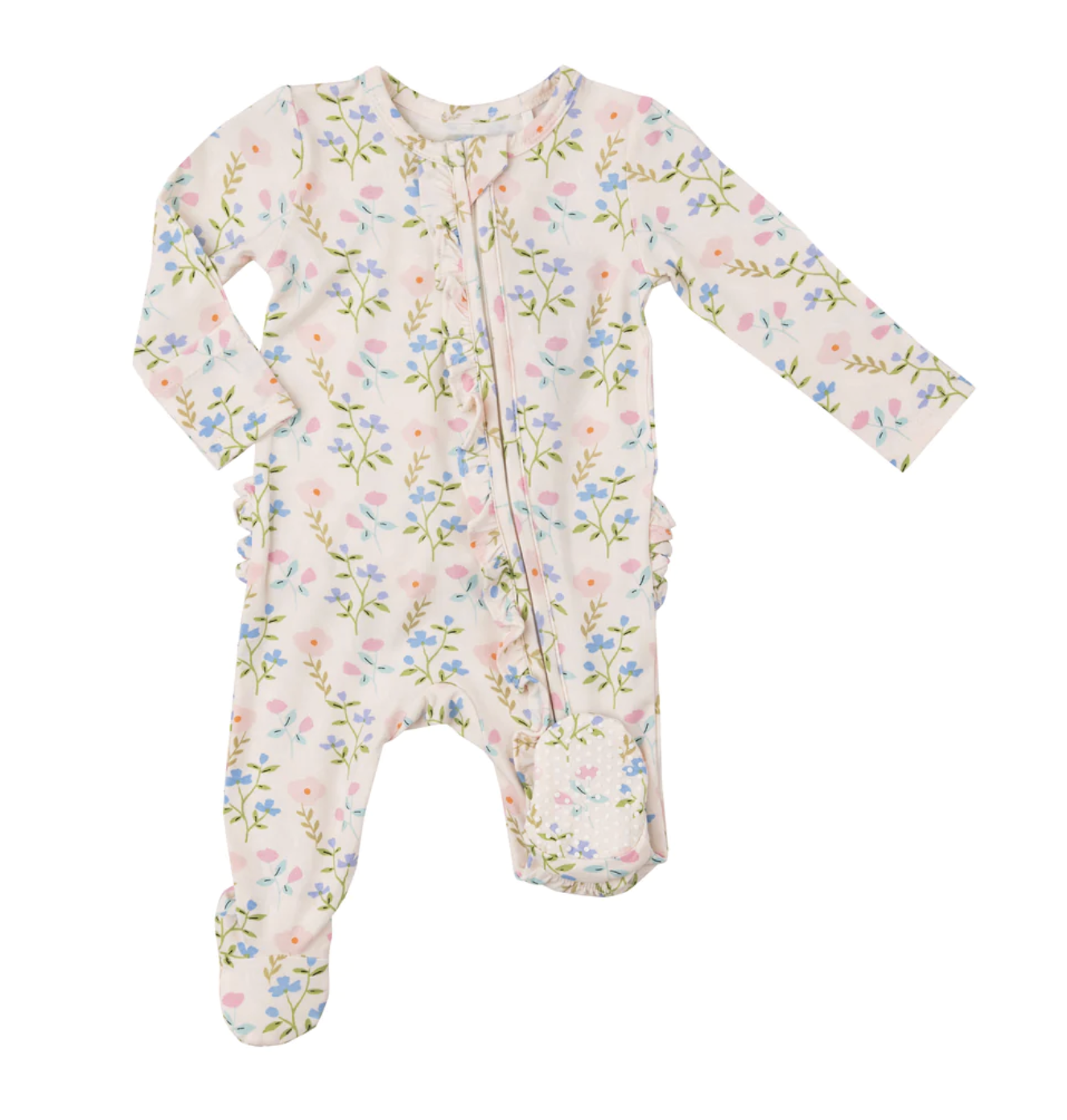 Angel Dear Simple Pretty Floral 2 Way Ruffle Footie