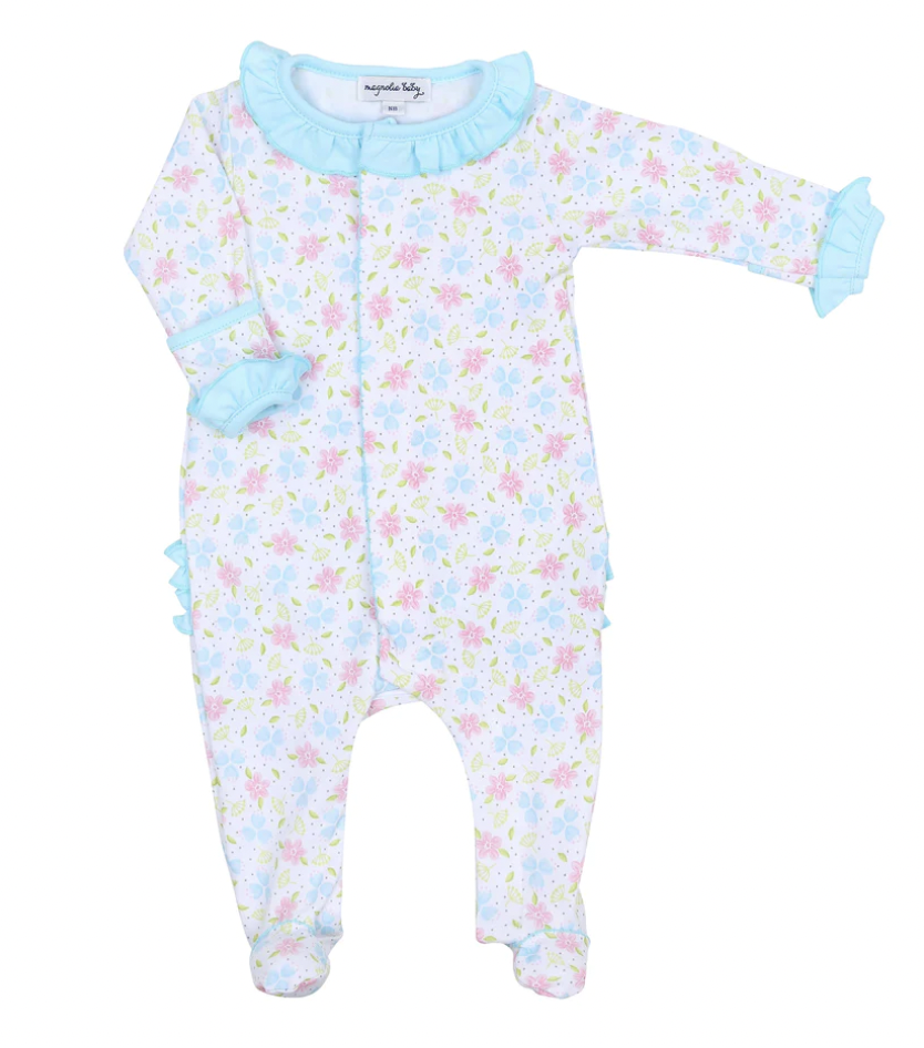 MB Natalie's Classics Printed Ruffle Zipper Footie
