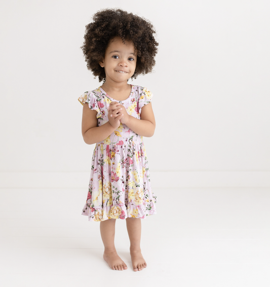 Posh Peanut Gaia Cap Sleeve Ruffled Twirl Dress