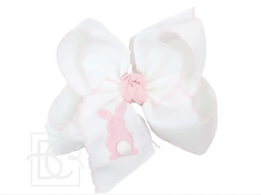 BC Light Pink Bunny Embroidered Bow