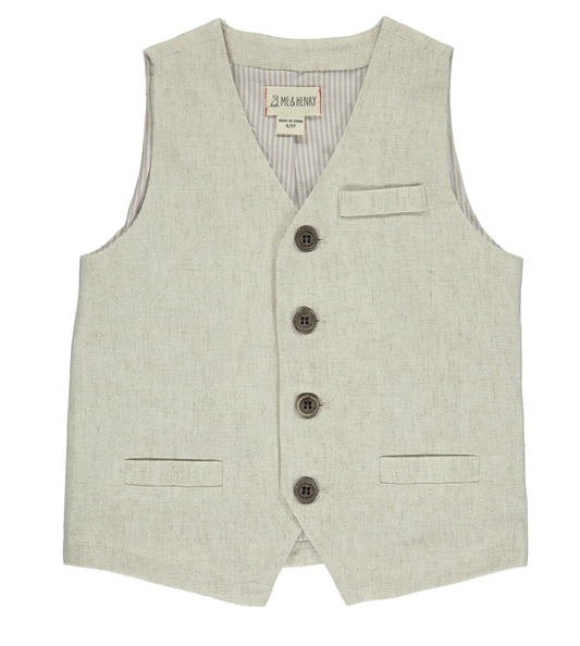 Clemson Cream Woven Linen Vest