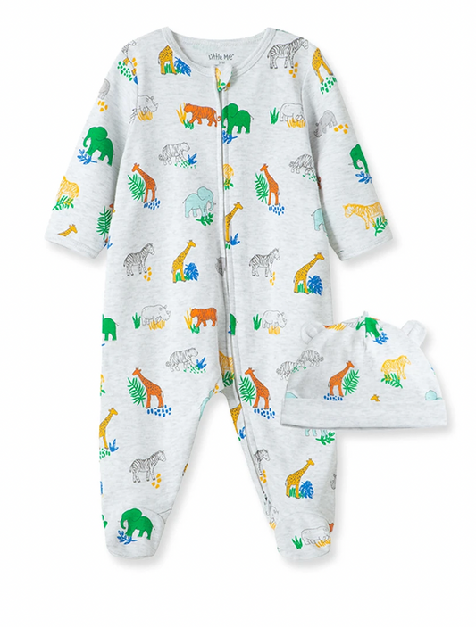 Bright Safari Footed One-Piece & Hat