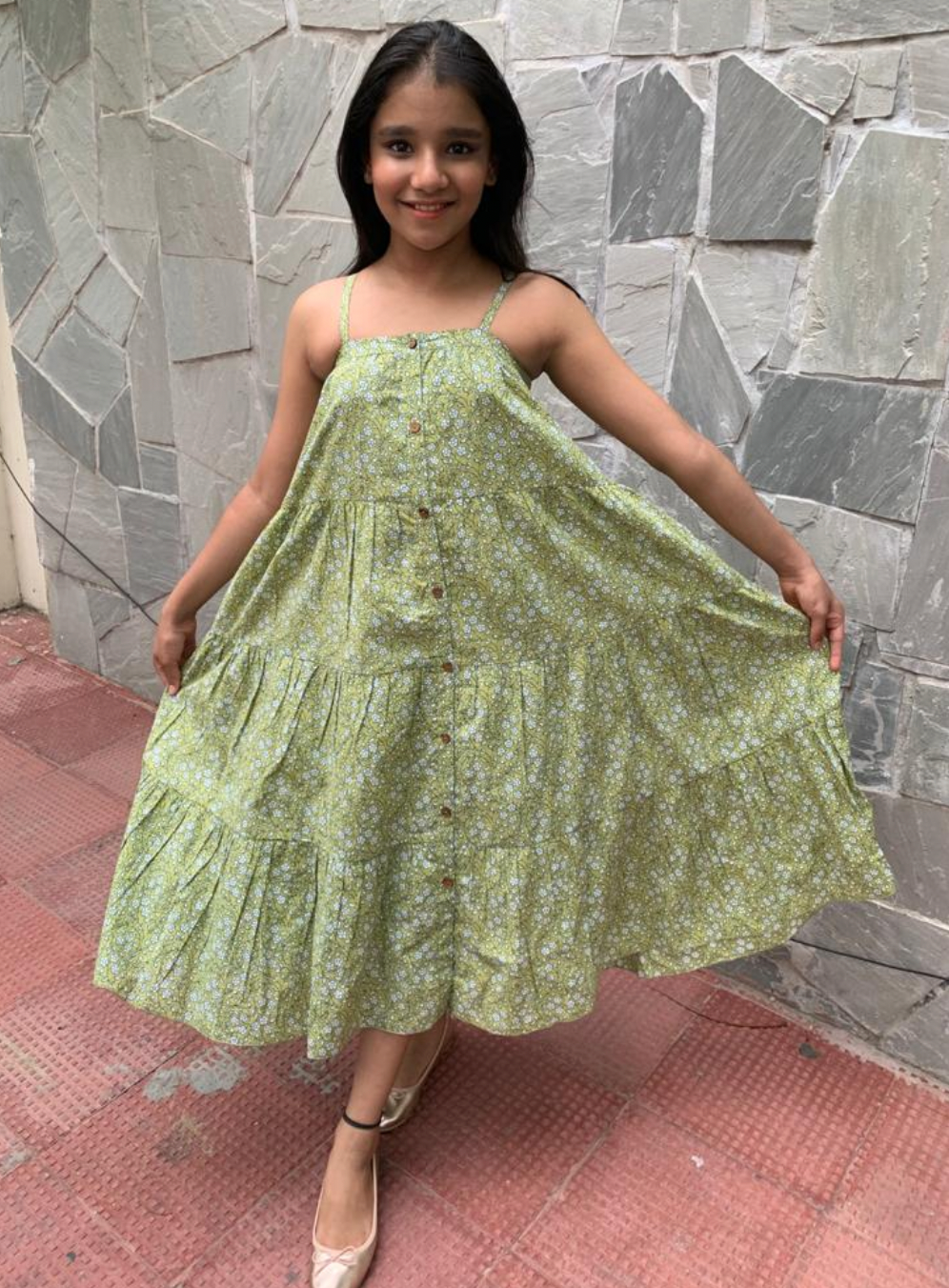 Kiwi Garden Button Front Dress