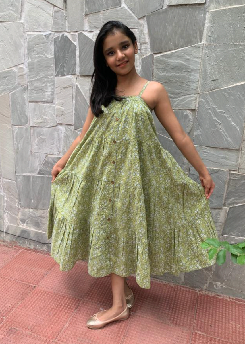 Kiwi Garden Button Front Dress