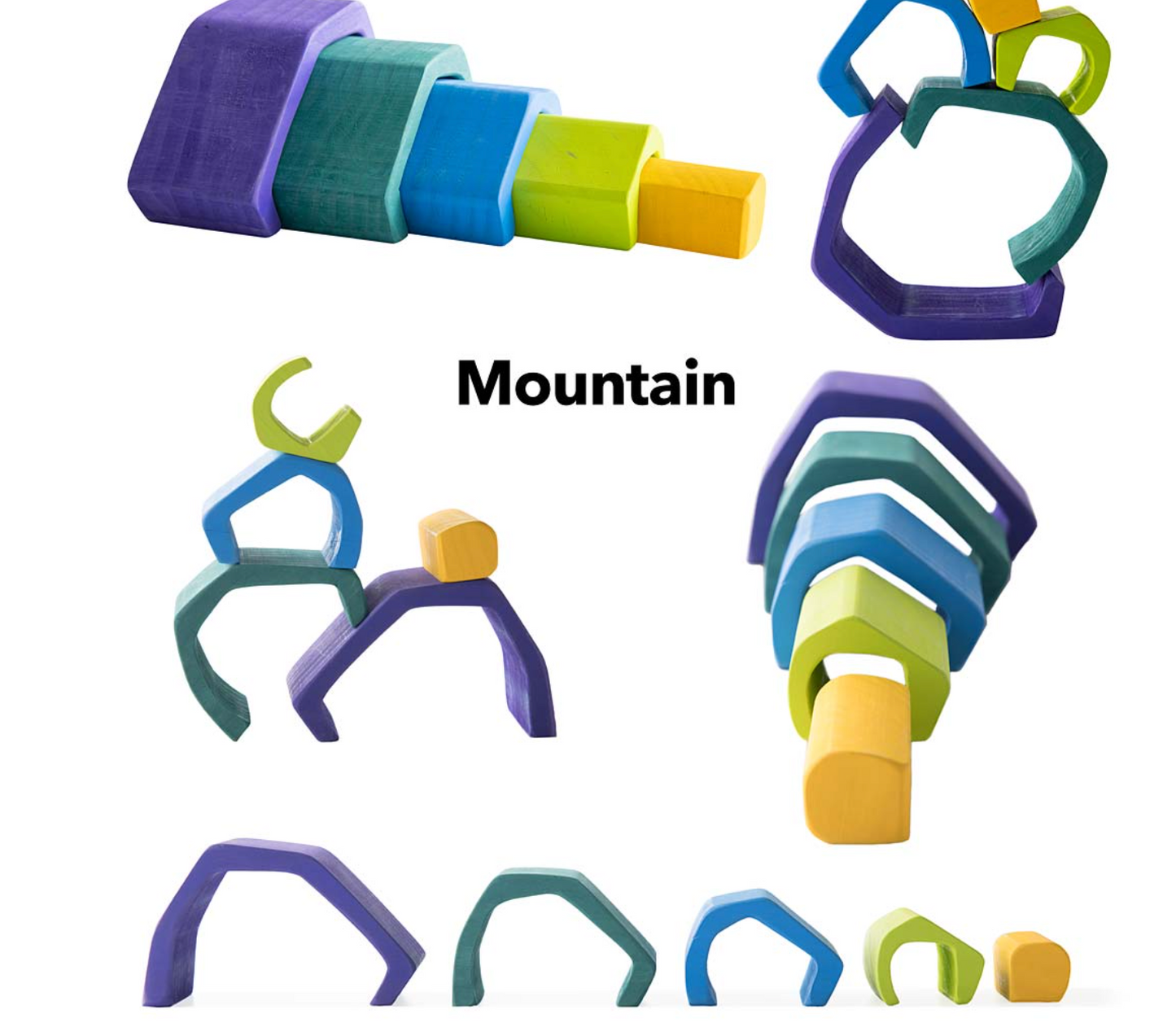 5-Piece Wooden Stackable Nesting Blocks Play Set - Mountain