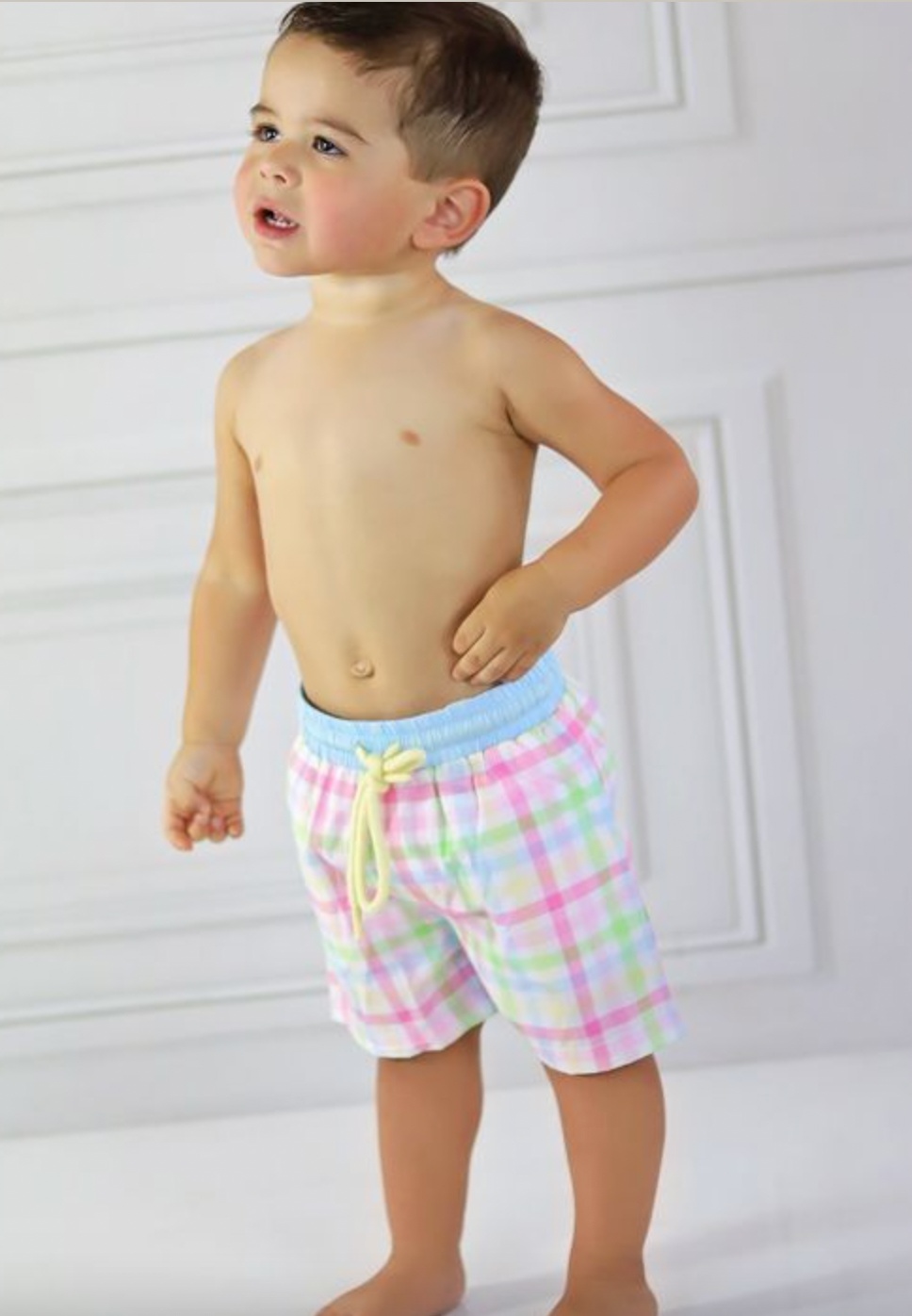 Pastel Patchwork Boys Swim Trunk