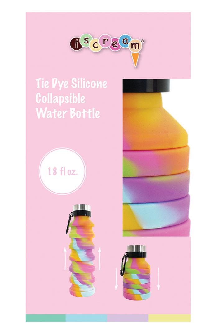 Tie Dye Silicone Collapsible Water Bottle