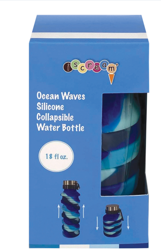 Ocean Waves Collapsible Water Bottle