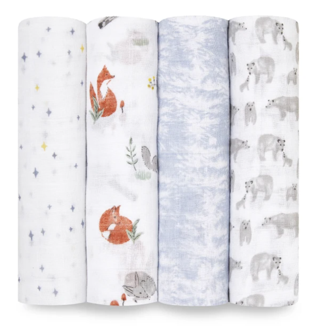 Naturally Cotton Muslin Swaddle 4pk