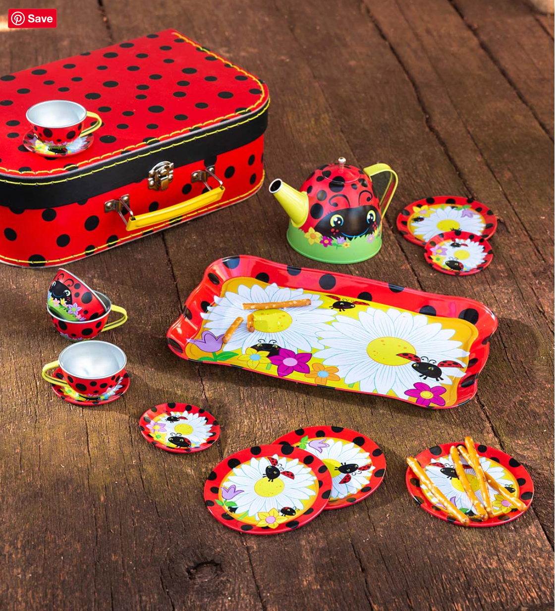 Ladybug Tin Tea Set