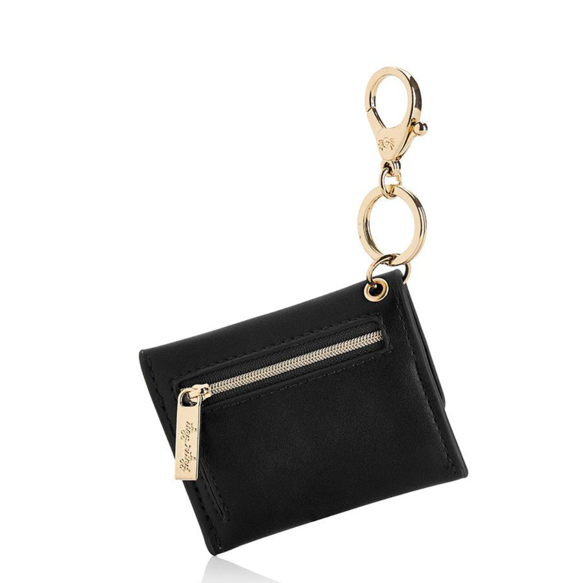 Black Mini Wallet Card Holder & Key Chain Charm