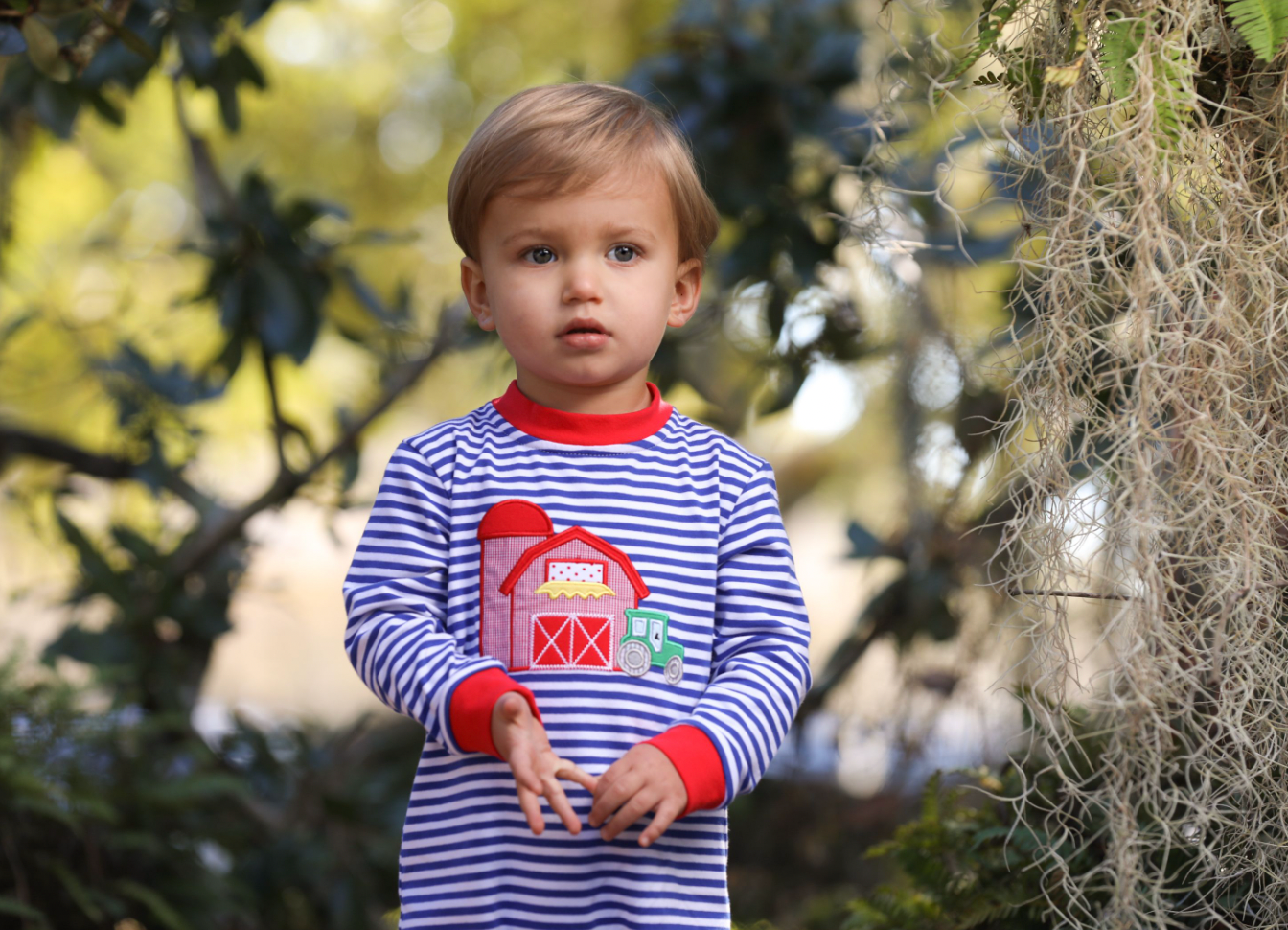 Farm Barn Boy Romper