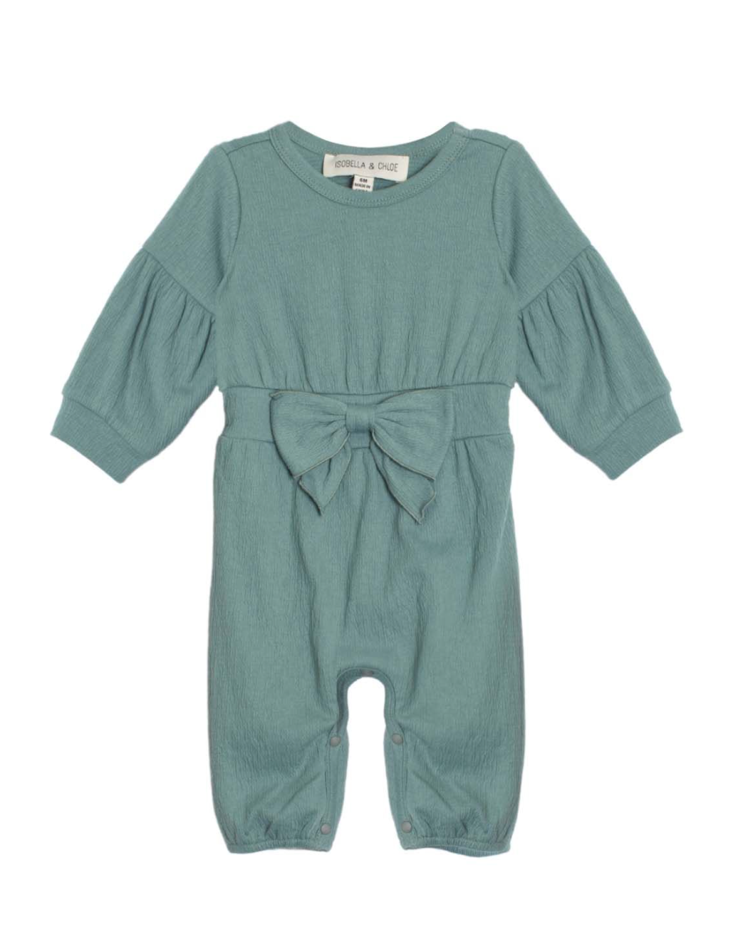 Rowan Woven Romper Green w/Bow