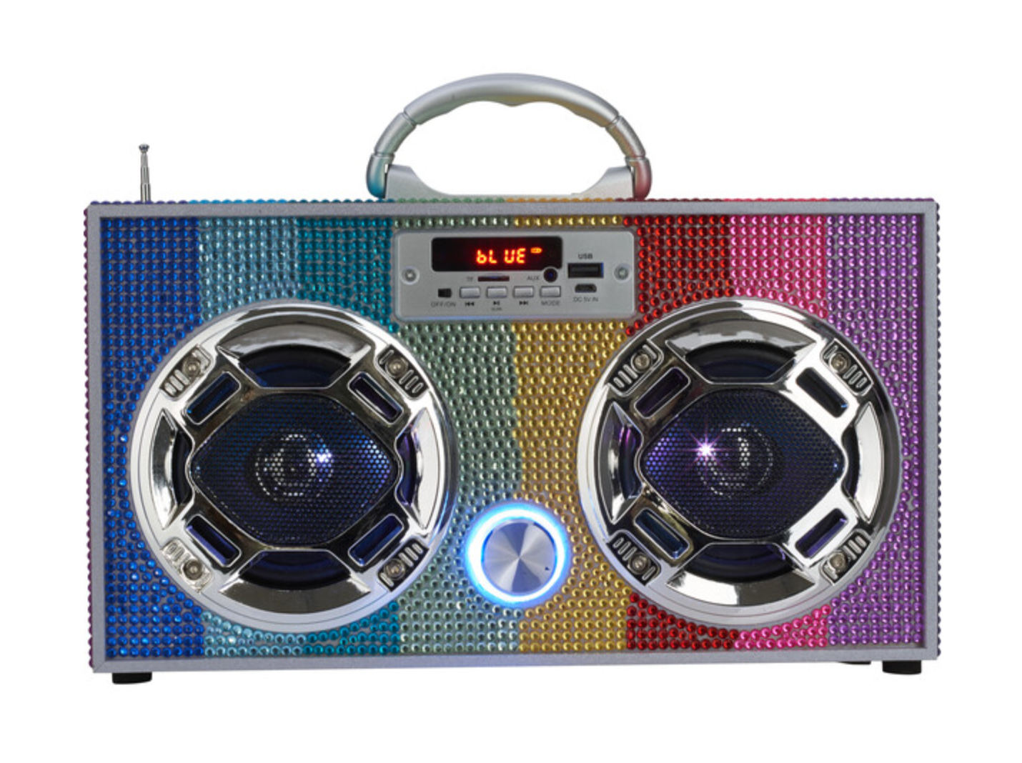 Rainbow Bling Retro Bluetooth Boombox