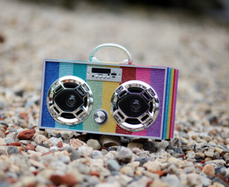 Rainbow Bling Retro Bluetooth Boombox