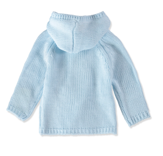 Double Breasted Hood Knit Sweater - Blue