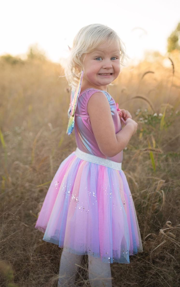 RAINBOW SEQUINS SKIRT, WINGS & WAND