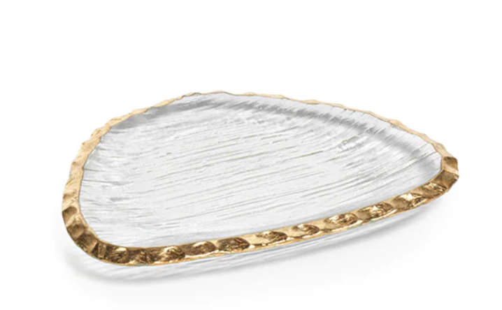 Textured Organic Shape Plate w/ Jagged Gold Rim