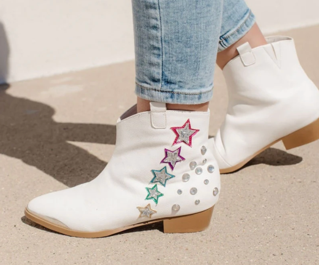 Miss Dallas Shooting Star Western Bootie in White