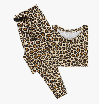 Posh Peanut Lana Leopard Tan Women's LS Scoop Loungewear