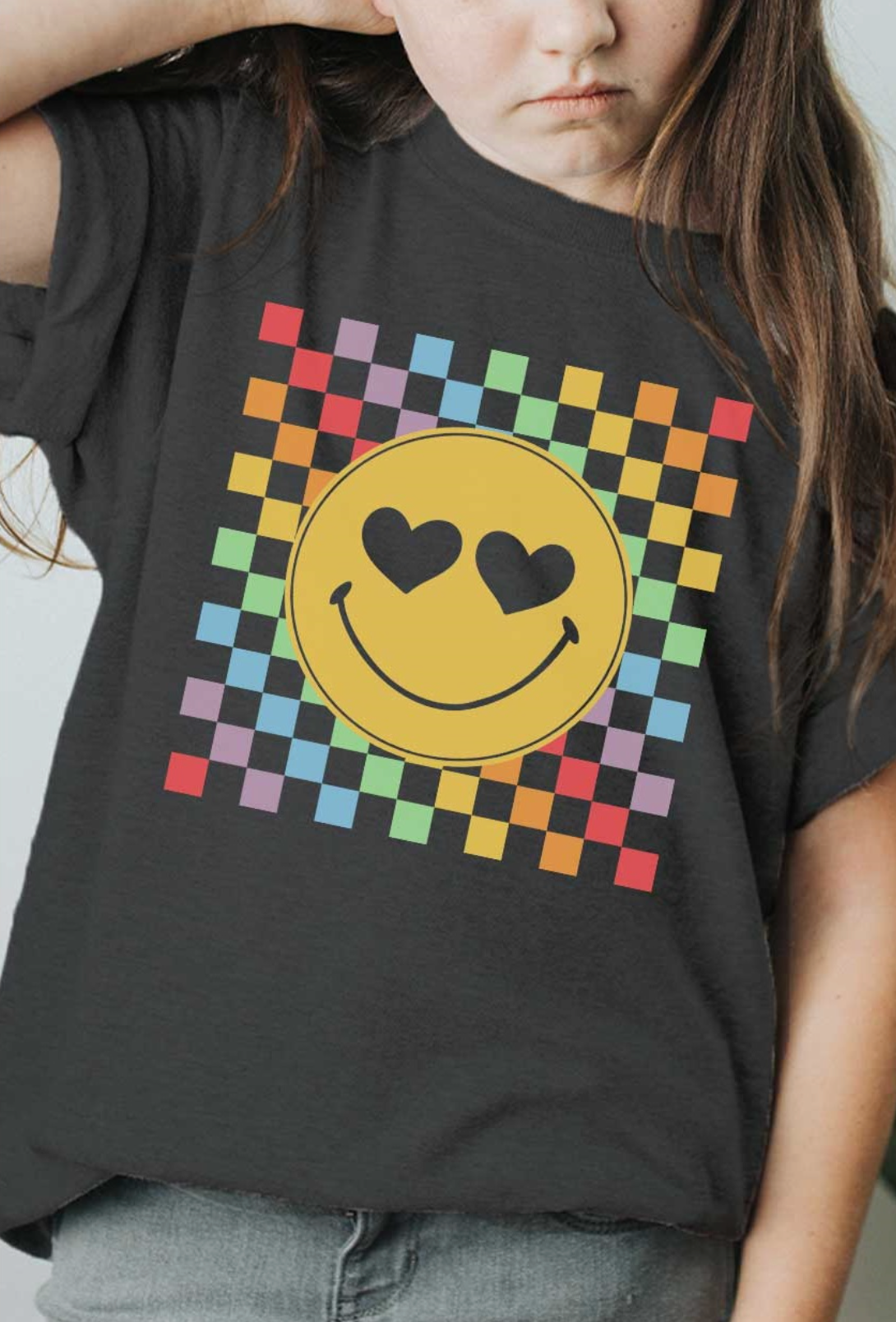 Rainbow Checkerboard Smiley Tee