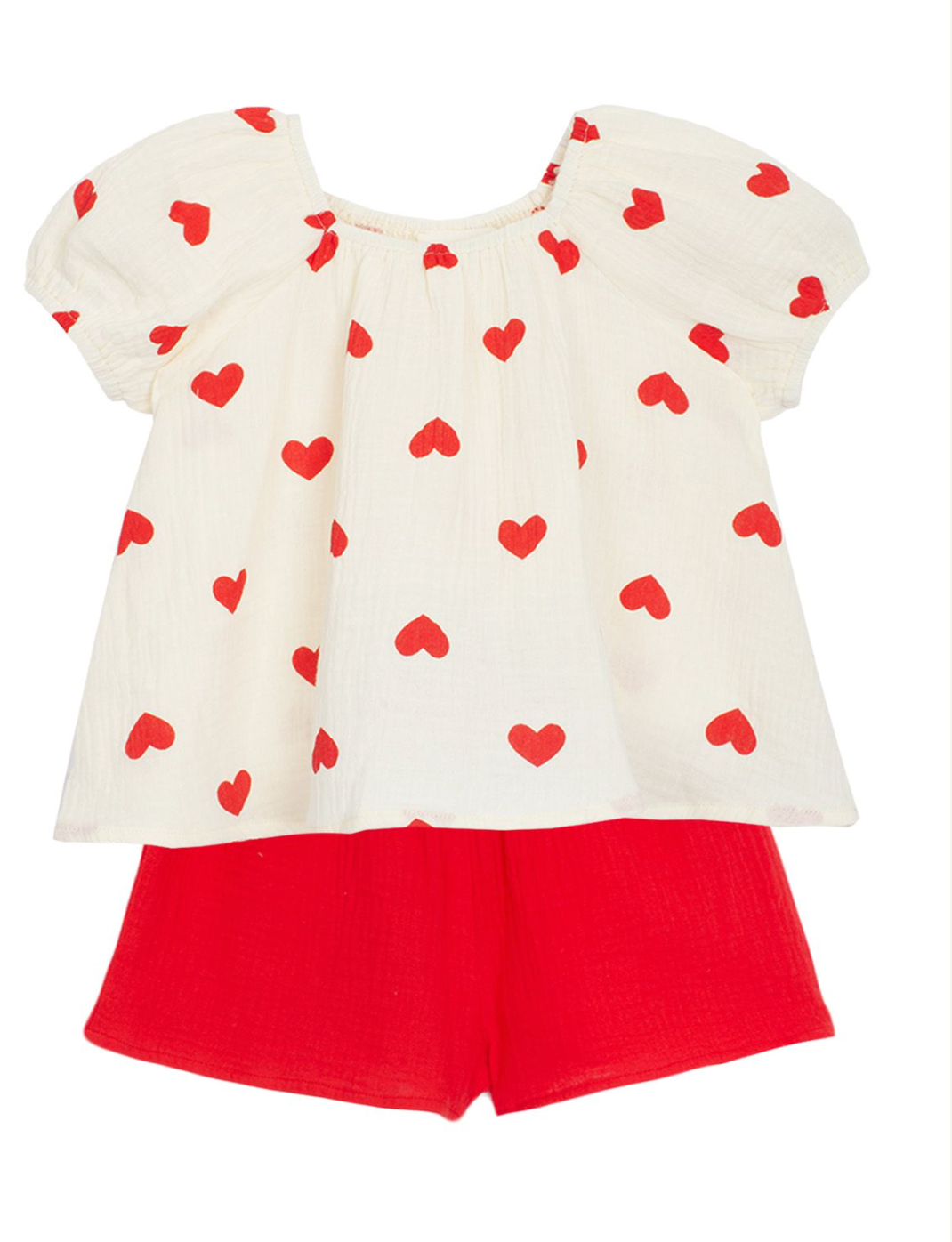 Sweet Hearts Gauze Short Set