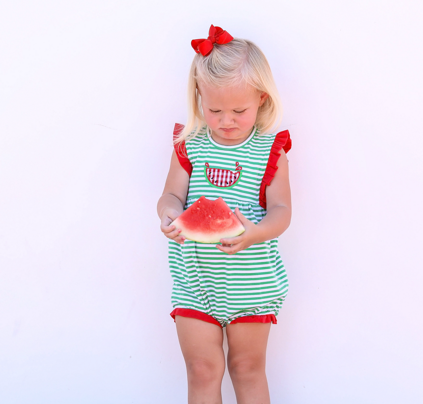 TSK Watermelon Applique Ruffle Bubble