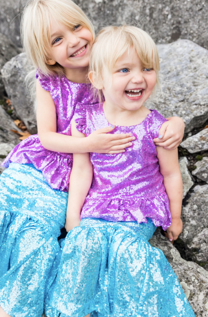 Sequins Sparkle Mermaid Top & Skirt