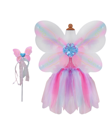 Butterfly Dress w/Wings & Wand Pink