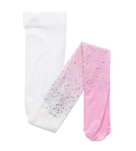 Rhinestone Tights Ombre Pink/White